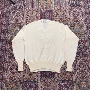 VTG Catalina All Wool V-Neck Sweater Board of Football Los Angeles Cream USA S-M
